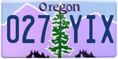 OR license plate 027YIX