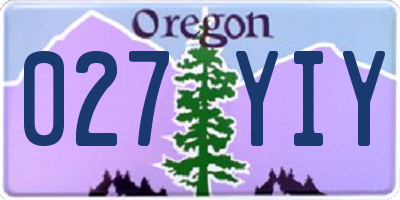 OR license plate 027YIY