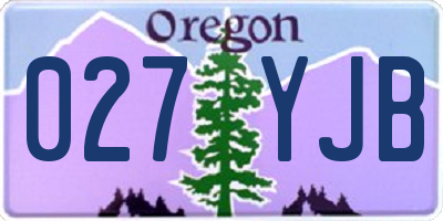 OR license plate 027YJB
