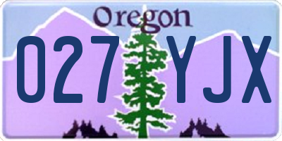 OR license plate 027YJX