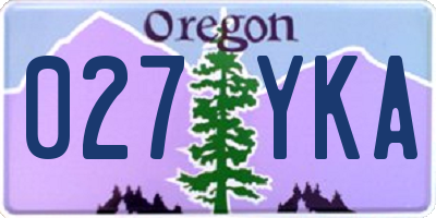 OR license plate 027YKA