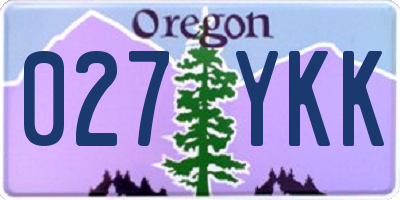 OR license plate 027YKK