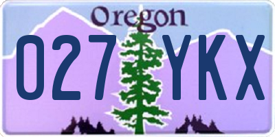 OR license plate 027YKX