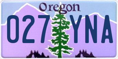 OR license plate 027YNA