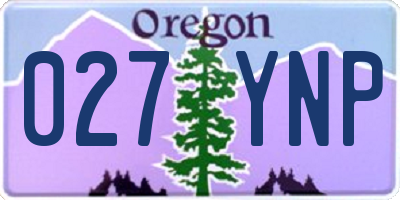 OR license plate 027YNP