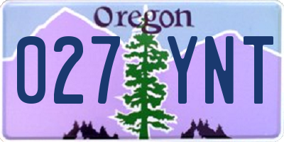 OR license plate 027YNT