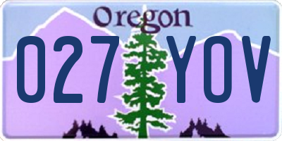 OR license plate 027YOV