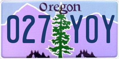 OR license plate 027YOY