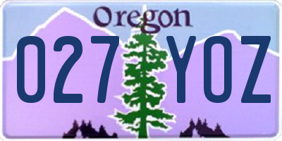 OR license plate 027YOZ
