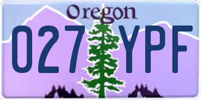 OR license plate 027YPF