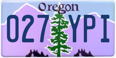 OR license plate 027YPI