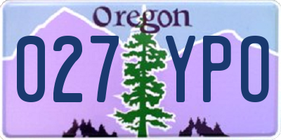 OR license plate 027YPO