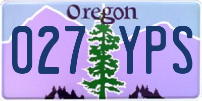 OR license plate 027YPS