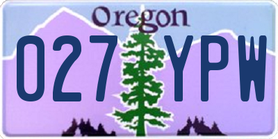 OR license plate 027YPW