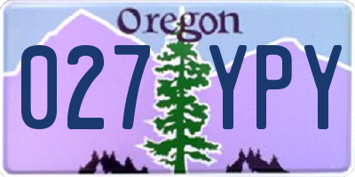 OR license plate 027YPY