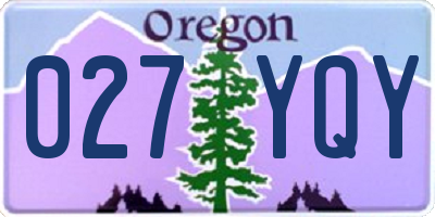 OR license plate 027YQY