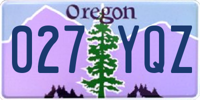 OR license plate 027YQZ