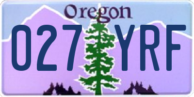 OR license plate 027YRF
