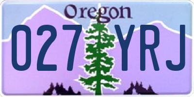 OR license plate 027YRJ