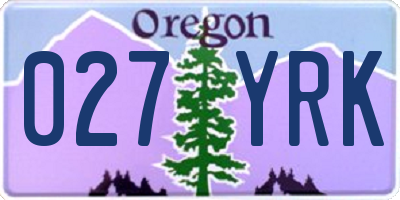 OR license plate 027YRK