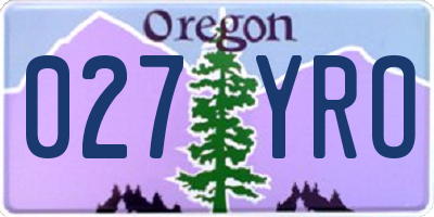 OR license plate 027YRO