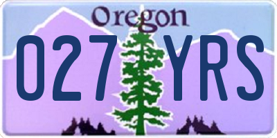 OR license plate 027YRS