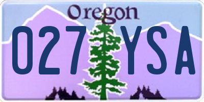 OR license plate 027YSA