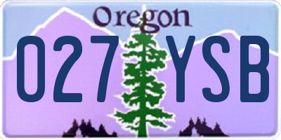OR license plate 027YSB