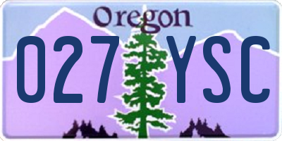 OR license plate 027YSC