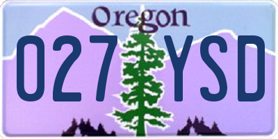 OR license plate 027YSD