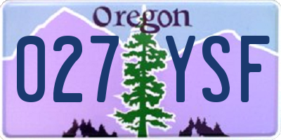 OR license plate 027YSF