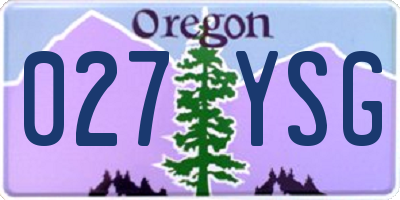 OR license plate 027YSG