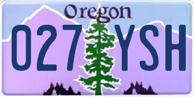 OR license plate 027YSH