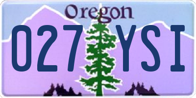 OR license plate 027YSI