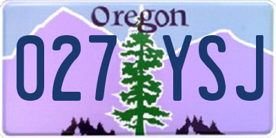 OR license plate 027YSJ