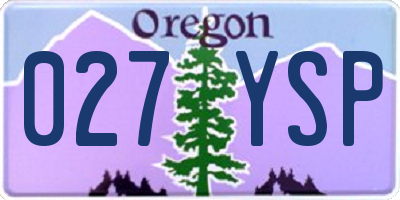 OR license plate 027YSP