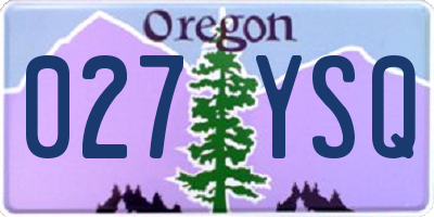 OR license plate 027YSQ