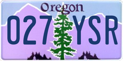 OR license plate 027YSR