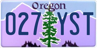 OR license plate 027YST