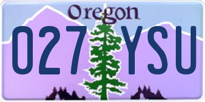 OR license plate 027YSU