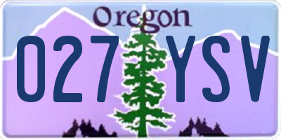 OR license plate 027YSV