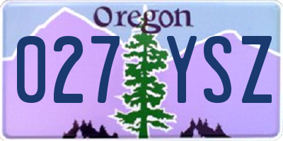 OR license plate 027YSZ