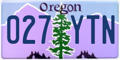 OR license plate 027YTN