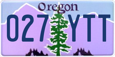 OR license plate 027YTT