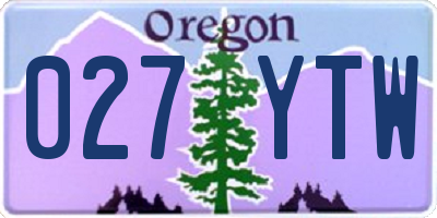 OR license plate 027YTW