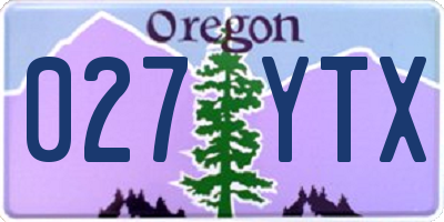 OR license plate 027YTX