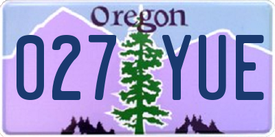 OR license plate 027YUE