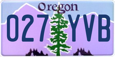 OR license plate 027YVB