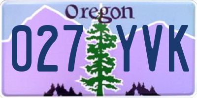 OR license plate 027YVK