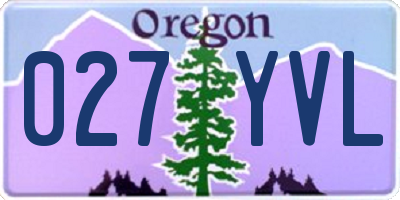 OR license plate 027YVL